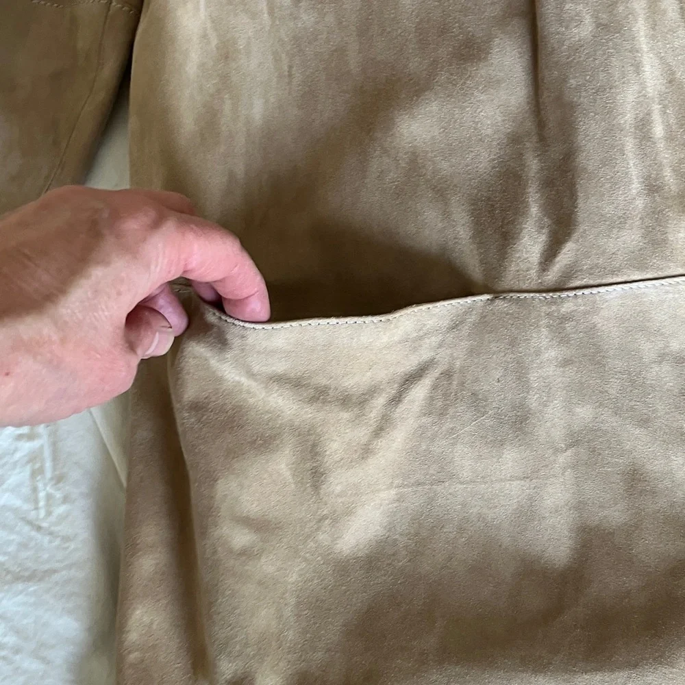 Lafayette 148 New York Taupe Suede Leather Jacket - Picture 5 of 8